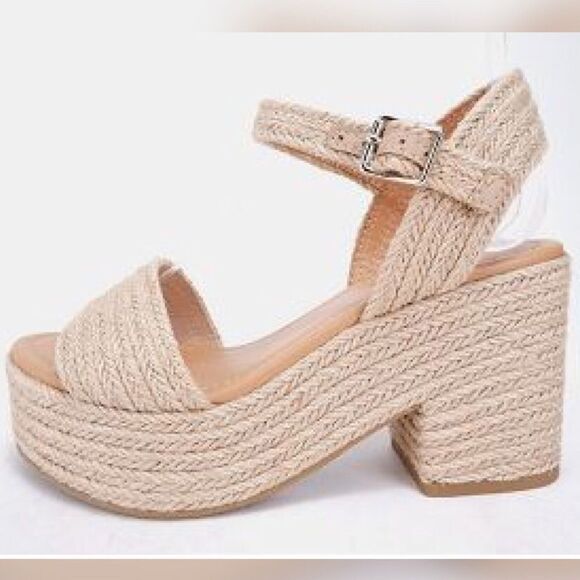 1 Left! Soda CASTLE Tan Woven‎ Espadrille Jute Wedge Heel Mule 10 - Picture 12 of 12